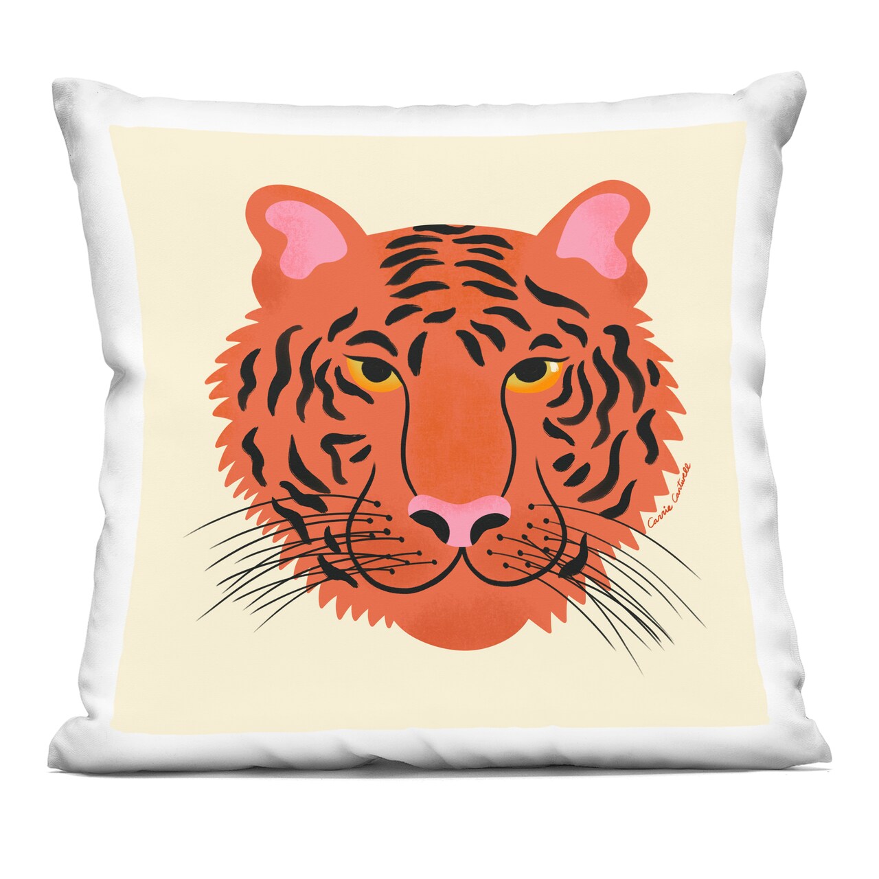 Stupell Industries Modern Wild Tiger Face Decorative Printed Pillow design by Carrie Cantwell, 18 x 7 x 18